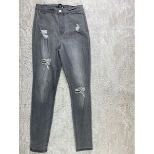 Fashion Nova Size 5 27 Womens Jeans Skinny Distress Gray Stretch High Rise